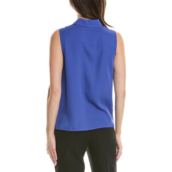 Lafayette 148 New York Sleeveless Button Front Silk Blouse - Picture 2 of 3